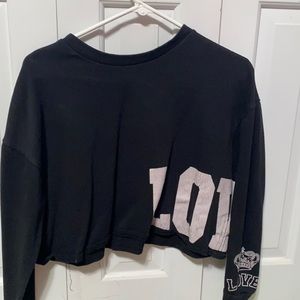 black LOVE cropped sweater